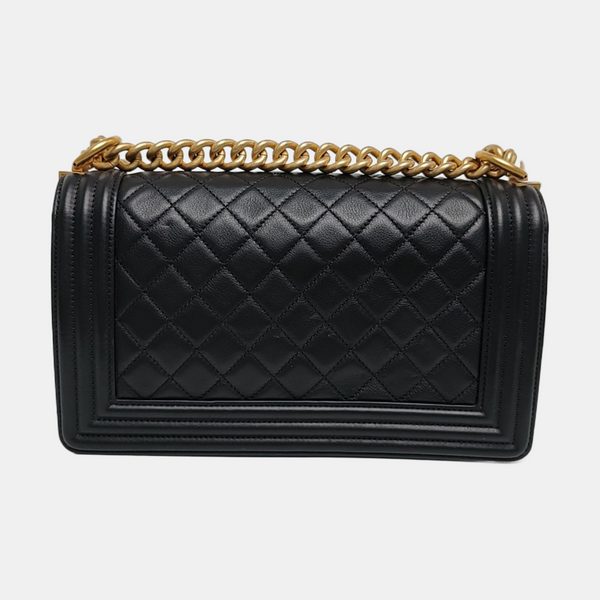 BOY CHANEL Medium Quilted Calfskin Black