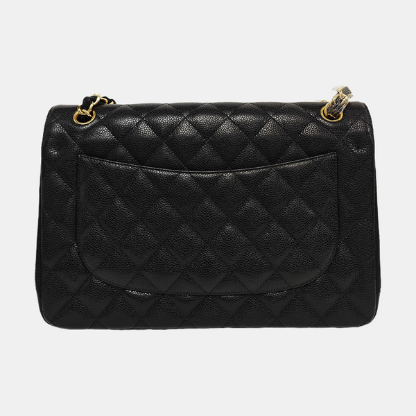 CLASSIC FLAP Jumbo Quilted Grained Calfskin Black