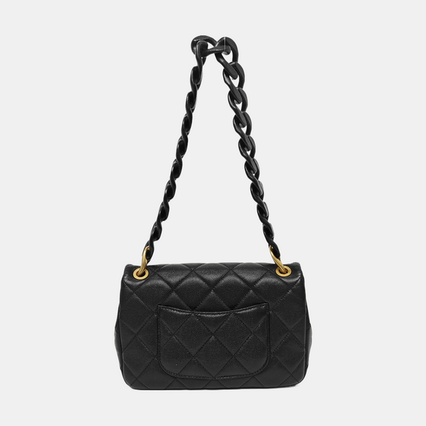 CLASSIC FLAP Mini Quilted Grained Calfskin Black