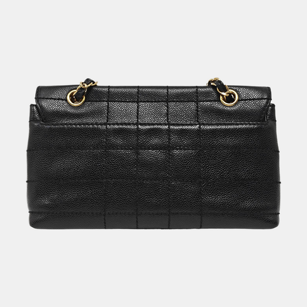 Quilted Grained Calfskin Shoulder Bag Black