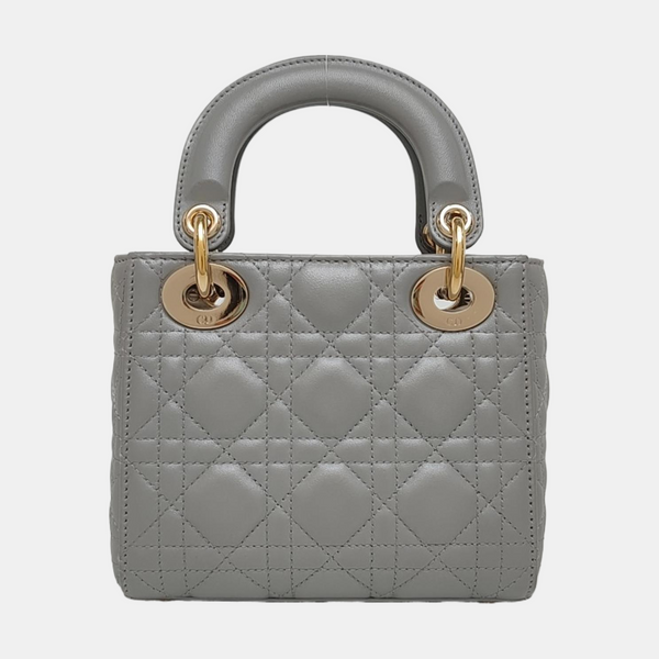 Lady Dior Mini Cannage Lambskin Gray