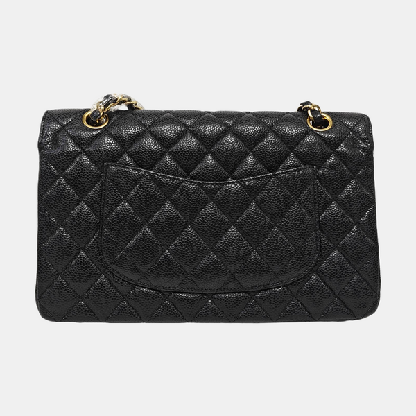 CLASSIC FLAP Medium Quilted Grained Calfskin Black