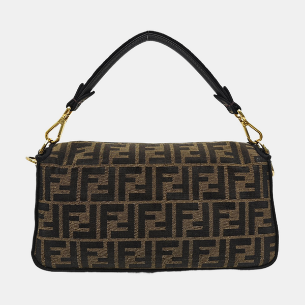 Bolso baguete de lona mediana marrón