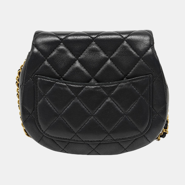Quilted Lambskin Shoulder Bag Black