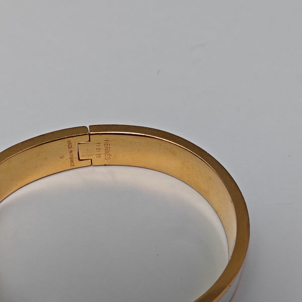 Clic H Metal White Bangle