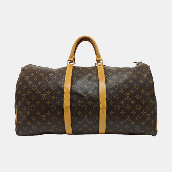 KEEPALL 55 Monogram Coated Canvas Brown