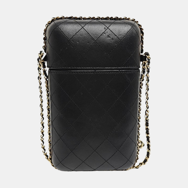 Quilted Lambskin Shoulder Bag Black