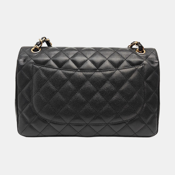 CLASSIC FLAP Jumbo Quilted Grained Calfskin Black