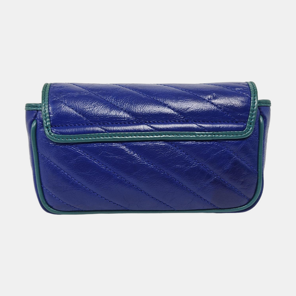 GG Marmont Super Mini Quilted Calfskin Blue