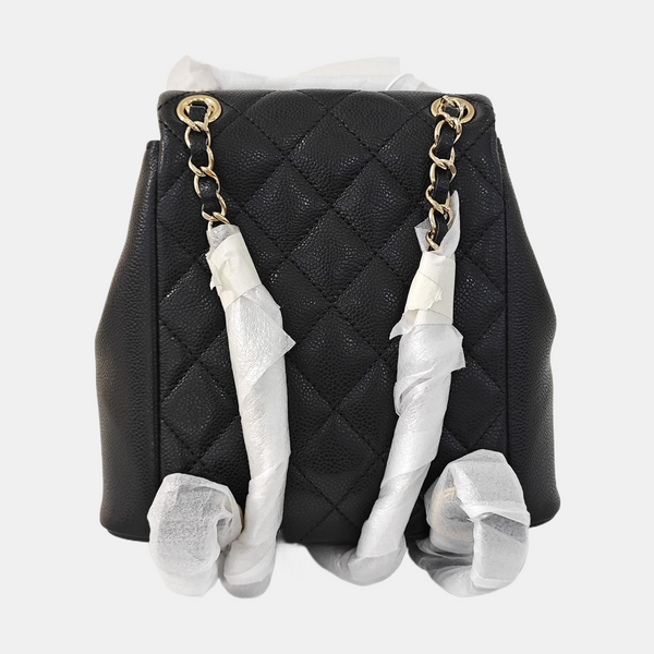 DUMA Small Quilted Grained Calfskin Black