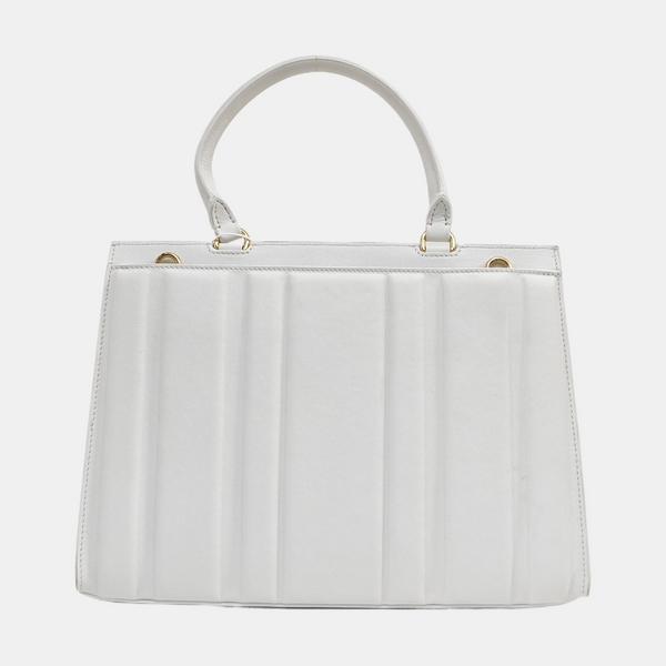 Quilted Calfskin Top Handle Bag White