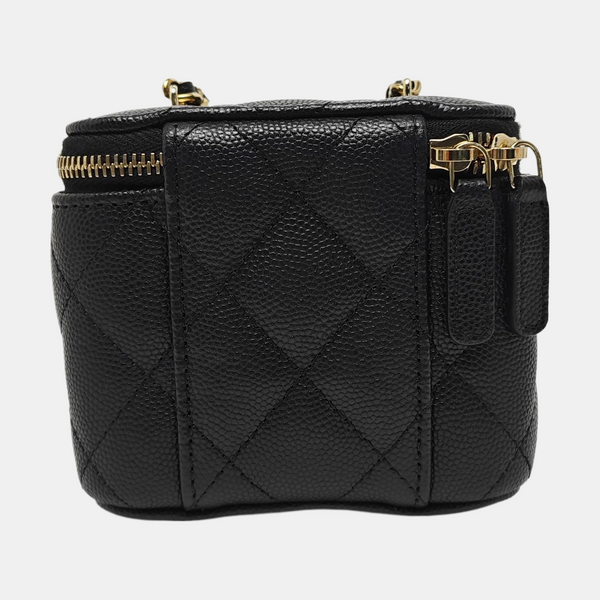 VANITY CASE Mini Quilted Grained Calfskin Black