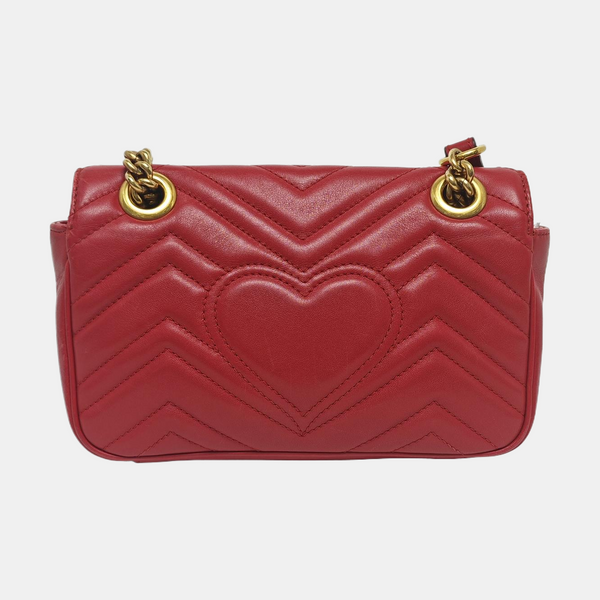 GG Marmont Small Quilted Calfskin Red