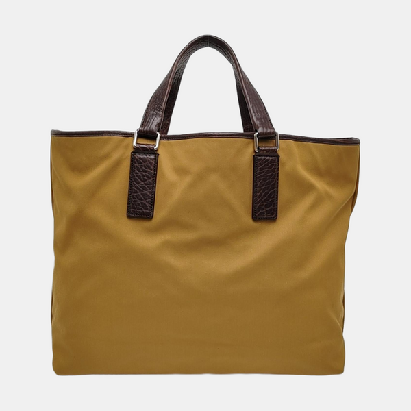 Fabric Top Handle Bag Brown