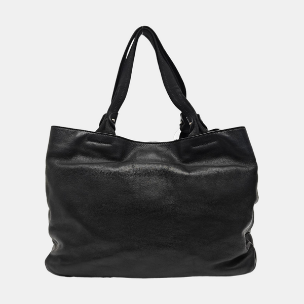 Calfskin Top Handle Bag Black