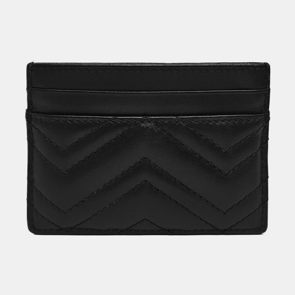Authenticated pre-owned GG Marmont Quilted Calfskin Black Card Holder - Card Holder at Looply