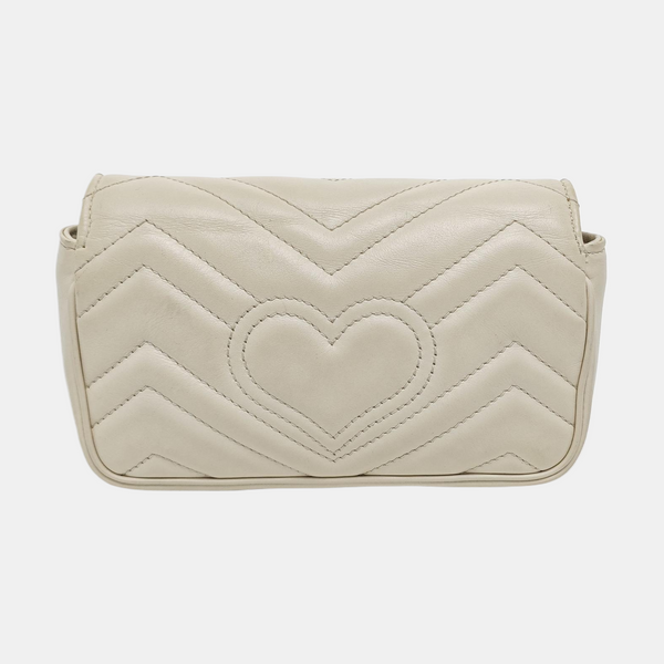 GG Marmont Mini Piel de Becerro Acolchada Blanca