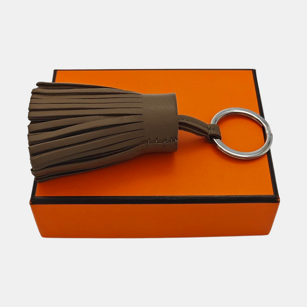 Leather Bag Charm Gray