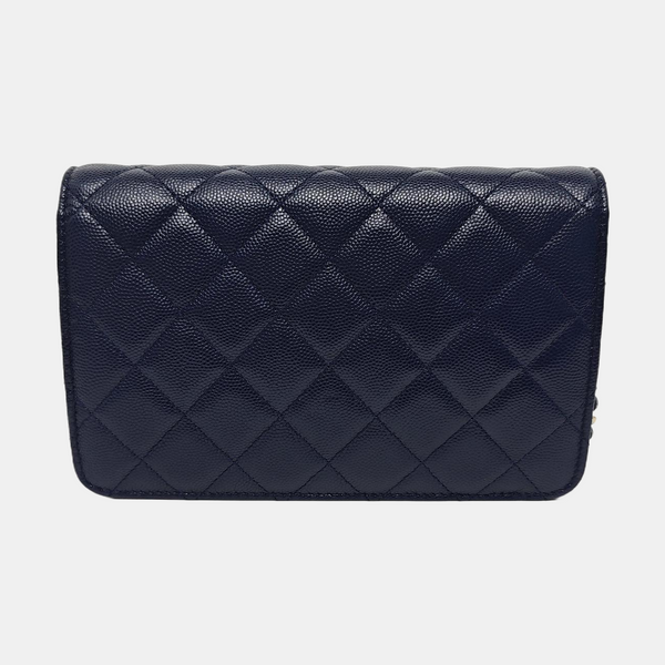 WOC Quilted Grained Calfskin Blue