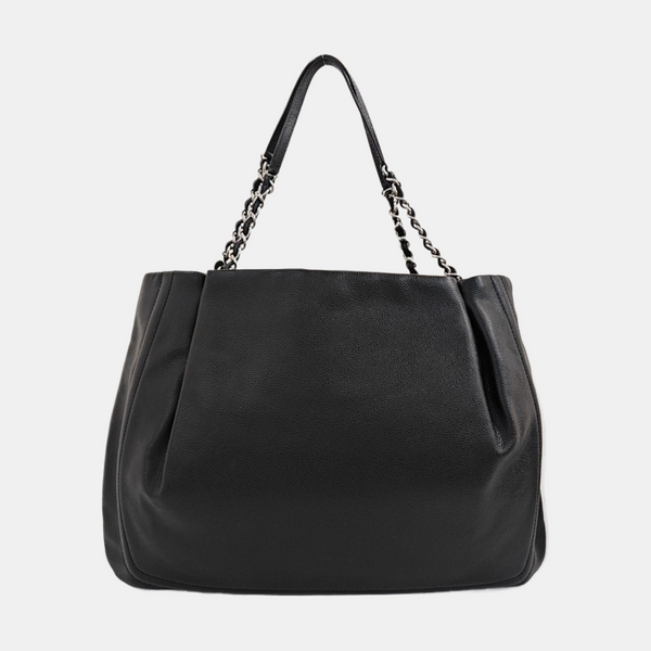 Grained Calfskin Tote Bag Black