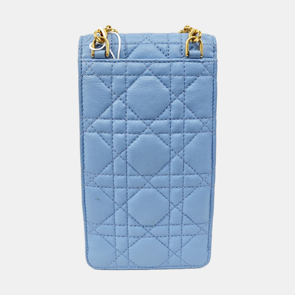 Cannage Calfskin Shoulder Bag Blue