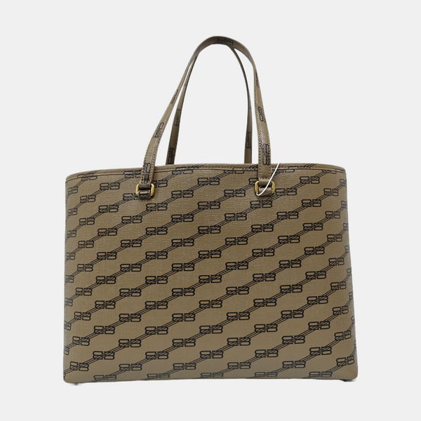 Coated Canvas Tote Bag Brown