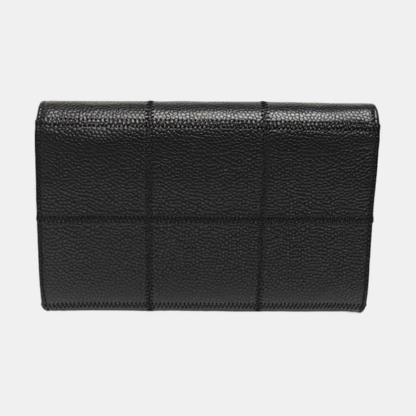 Quilted Grained Calfskin Wallet Black