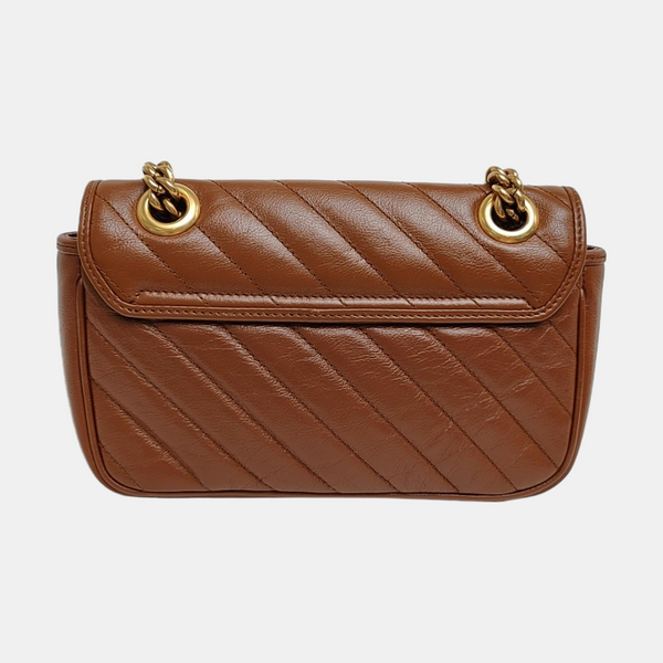 GG Marmont Small Quilted Calfskin Brown