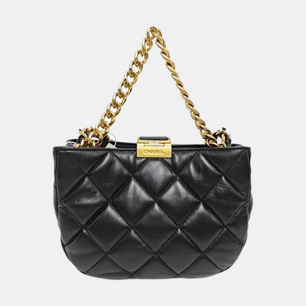 Quilted Lambskin Shoulder Bag Small Black