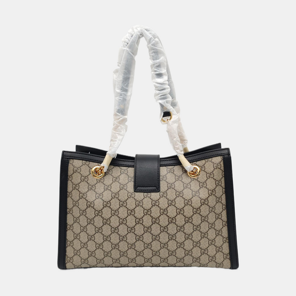 Padlock Medium Monogram Coated Canvas Beige