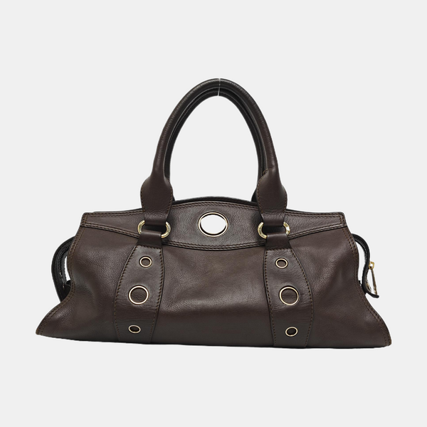 Calfskin Top Handle Bag Brown