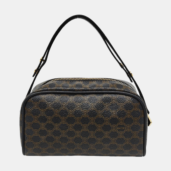 Coated Canvas Shoulder Bag Black