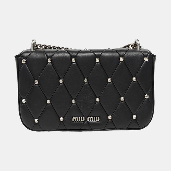 Quilted Lambskin Shoulder Bag Black