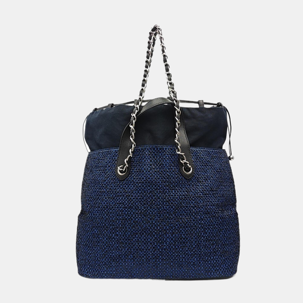 Straw Shoulder Bag Blue