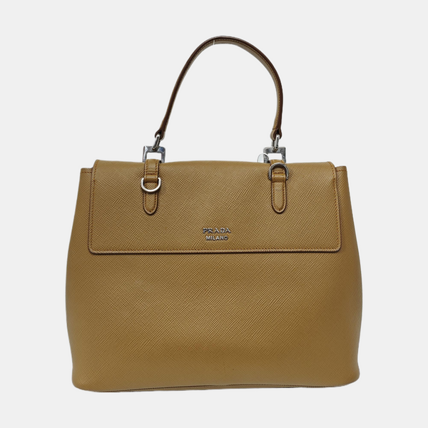 Saffiano Calfskin Shoulder Bag Brown