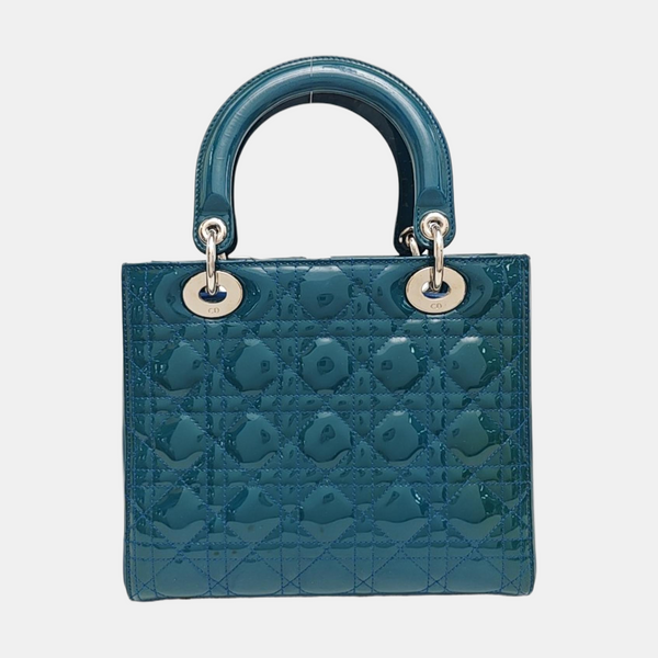 Lady Dior Medium Quilted Patent Leather Green