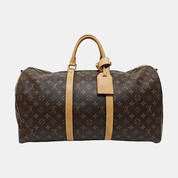 KEEPALL 50 Monogram Coated Canvas Brown