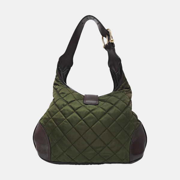 Quilted Nylon Shoulder Bag Green