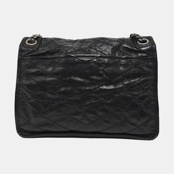 NIKI Medium Chevron Calfskin Black