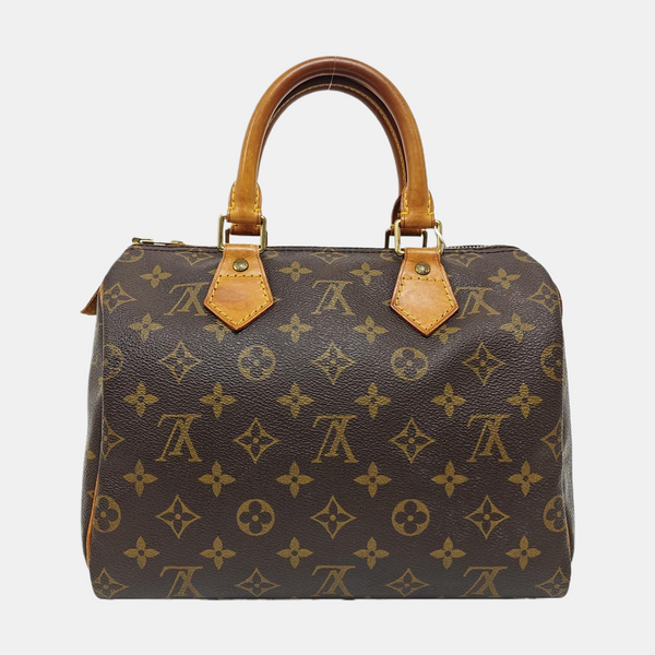 Authenticated pre-owned SPEEDY 25 Monogram Coated Canvas Brown - Top Handle Bag at Looply