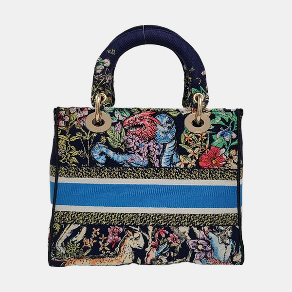 Authenticated pre-owned Lady D-Lite Medium Canvas Blue - Tote Bag at Looply