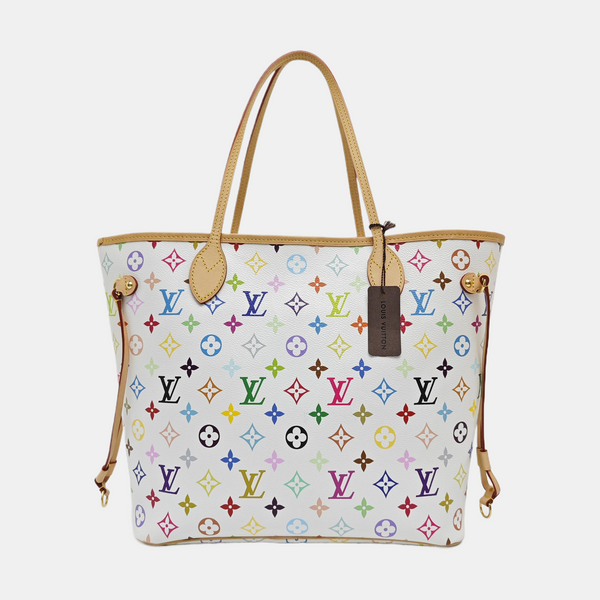 LV × TM NEVERFULL MM Monogram Coated Canvas White