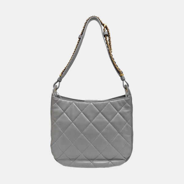 Quilted Lambskin Top Handle Bag Gray