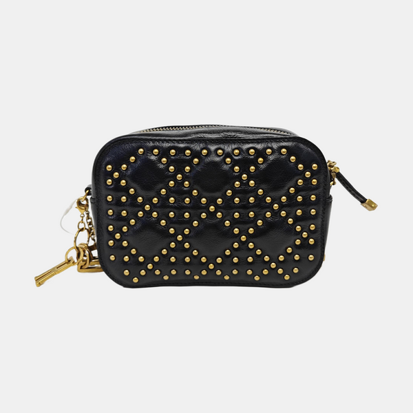 Cannage Calfskin Shoulder Bag Black