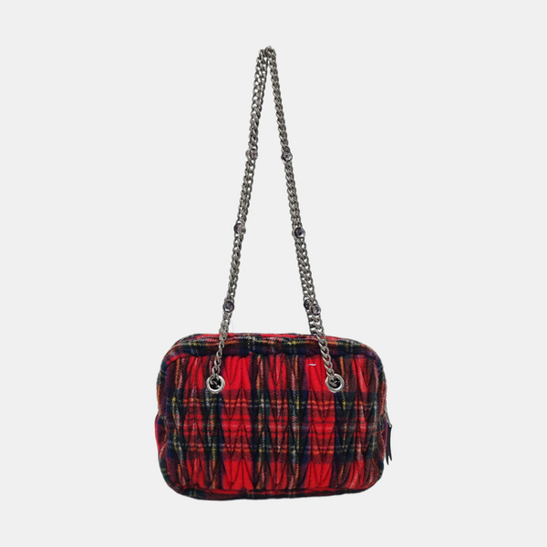 Quilted Fabric Shoulder Bag Red