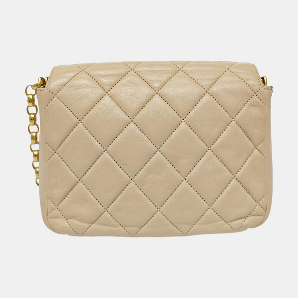 Quilted Lambskin Shoulder Bag Beige