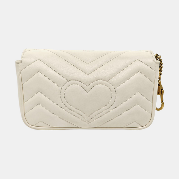GG Marmont Mini Quilted Calfskin White