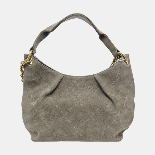 HOBO Large Quilted Suede Gray
