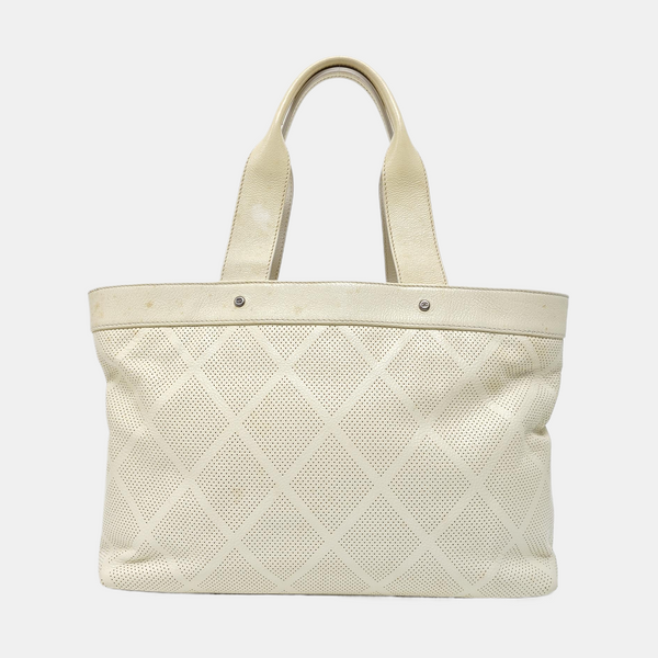 Quilted Lambskin Tote Bag White