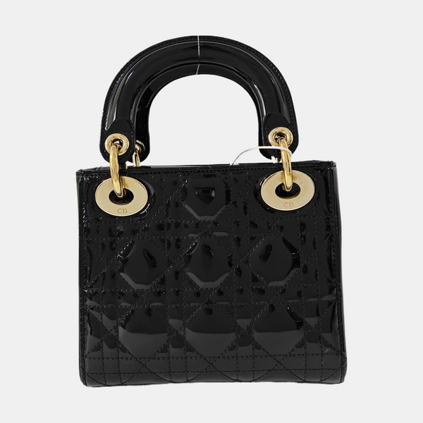 Lady Dior Mini Cannage Patent Leather Black